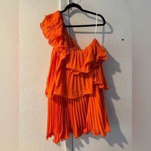 SHEIN Asymmetrical Orange Ruffled Dress